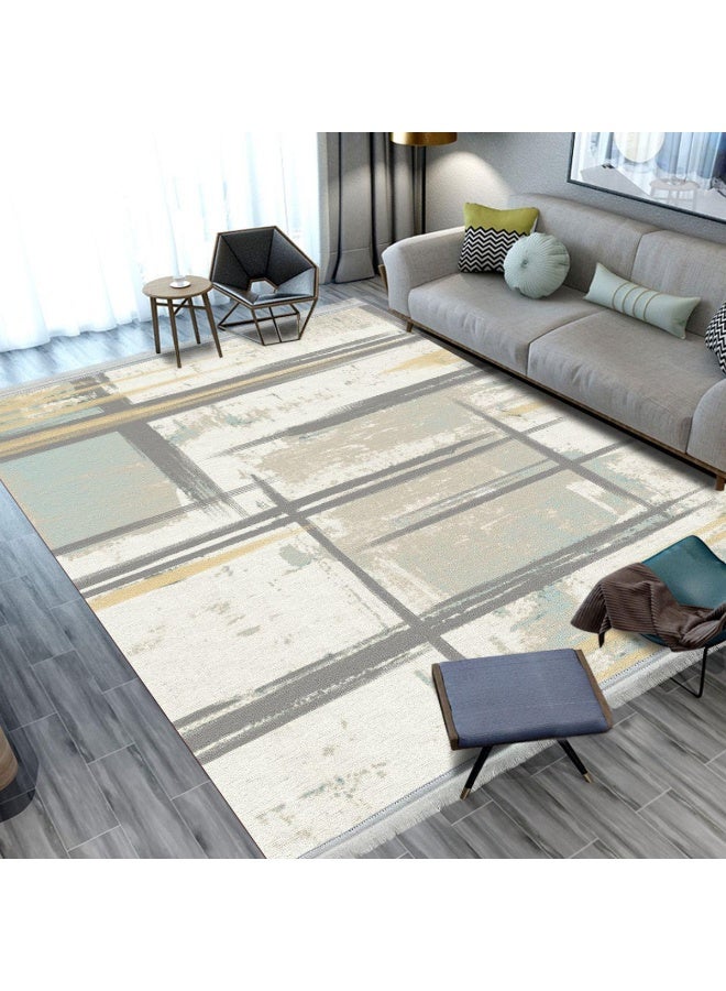 SMART HOME Large padded floor mat with a soft velvet surface and non-slip backing - Living room rug - Majlis rug - Lounge rug - Luxurious decorative rug - Elegant rug with modern patterns for living rooms and majlis - Size 350x250 cm - Suitable for everyday use and entertaining - Image 2